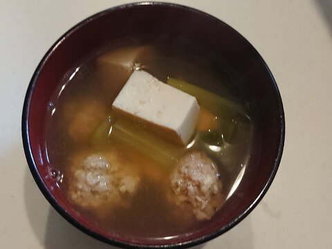 肉だんごと小松菜と豆腐のスープ♡